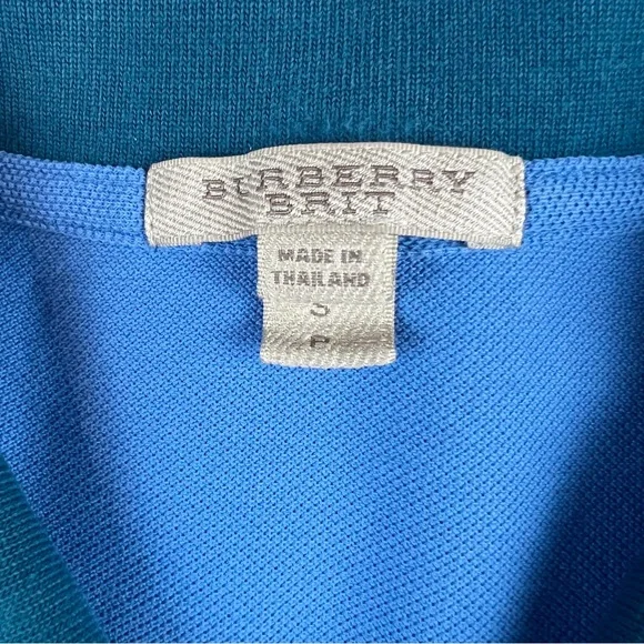 Burberry Brit Men's short sleeve color block polo shirt in blue - Picture 7 of 8
